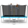imageGoplus 8FT x 14FT Rectangular Trampoline 440LBS Bearing Recreational Trampolines wEnclosure Net ampamp NonSlip Ladder Waterproof Pad ASTM Approved Bounce Outdoor Trampoline for Kids AdultsBlue