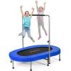 imageGoplus Foldable Trampoline Double Mini Kids Trampoline Rebounder with Adjustable Central Handrail and Safety Pad Exercise Trampoline for Indoor Outdoor Cardio Max Load 330lbsBlue