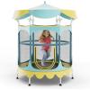 imageGoplus Kids Trampoline 64quot Toddler Trampoline with Detachable Canopy Safety Enclosure Net Foam Handle AntiRust Springs Indoor Outdoor Mini Recreational Trampoline for Boys GirlsYellowBlue