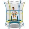 imageGoplus Kids Trampoline for Toddlers ASTM Approved Mini Trampoline wHeightened Safety Enclosure Net Foam Handles Seamless Design Indoor Outdoor Recreational Trampoline for Boys GirlsYellowBlue