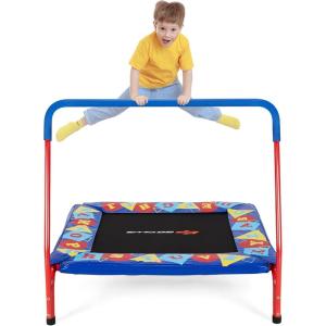 imageGoplus 36 Square Toddler Trampoline 330LBS Load Mini Kids Trampoline WFoam Covered Handle ampamp Safety Padded Cover Indoor Outdoor Fitness Rebounder with Quick Installation