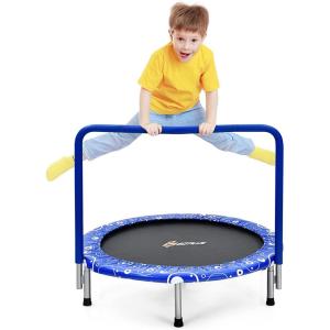 imageGoplus 36Inch Kids Trampoline Foldable Mini Rebounder with Full Covered Handle and Safety Pad Portable Toddler Fitness Trampoline for Indoor and Outdoor Max Load 330 LBSBlue