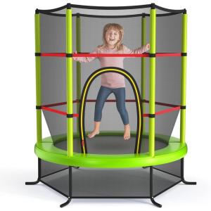 imageGoplus 55quot Trampoline for Kids 46 FT Mini Toddler With ASTM Certified Enclosure Net Safety Pad NoGap Design Indoor Outdoor Recreational for ChildrenGreen