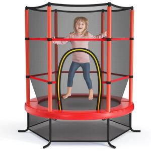 imageGoplus 55quot Trampoline for Kids 46 FT Mini Toddler With ASTM Certified Enclosure Net Safety Pad NoGap Design Indoor Outdoor Recreational for ChildrenRed