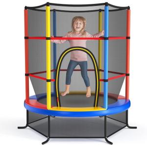 imageGoplus 55quot Trampoline for Kids 46 FT Mini Toddler With ASTM Certified Enclosure Net Safety Pad NoGap Design Indoor Outdoor Recreational for ChildrenColorful