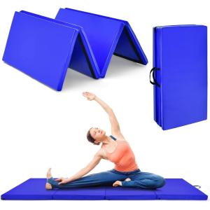 imageGoplus 8 x 4 x 2quot Gymnastics Mat Folding Tumbling Mat with Carry Handles Hook ampamp Loop Fasteners 4 Panels for Fitness Exercise Yoga Stretching Aerobics Workouts Thick Gym Mats for HomeNavy