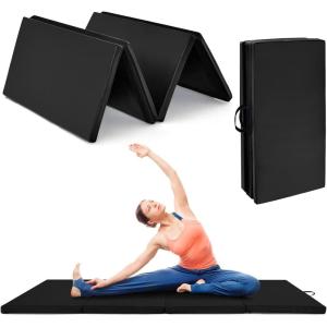 imageGoplus 8 x 4 x 2quot Gymnastics Mat Folding Tumbling Mat with Carry Handles Hook ampamp Loop Fasteners 4 Panels for Fitness Exercise Yoga Stretching Aerobics Workouts Thick Gym Mats for HomeBlack 1