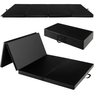 imageGoplus 8 x 4 x 2quot Gymnastics Mat Folding Tumbling Mat with Carry Handles Hook ampamp Loop Fasteners 4 Panels for Fitness Exercise Yoga Stretching Aerobics Workouts Thick Gym Mats for HomeBlack 2