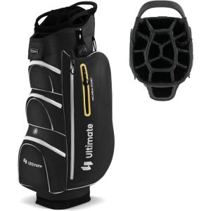 imageGoplus Golf Cart Bag with 15Way Top Dividers Golf Club Bag with 7 Zippered Pockets Cooler Bag Rain Hood Umbrella Holder Shoulder Strap Lightweight Golf Bag for Men WomenBlackYellow