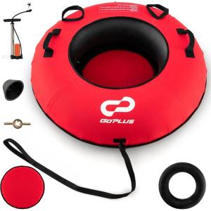 imageGoplus Heavy Duty Snow Tube for Sledding 40 Inflatable Snow Sled with Canvas Cover Commercial Grade Rubber Tire Tube Strap Cushioned Seat Pump Winter Toys for Youth AdultsRed1 Seat