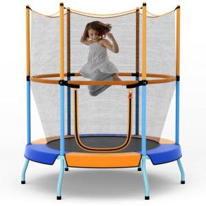 imageGoplus Kids Trampoline 48quot Toddler Trampoline ASTM Approved wSafety Enclosure Net No Gap Mat Small Mini Recreational Trampoline for Indoor Outdoor Boys Girls Baby Birthday GiftsOrangeBlue