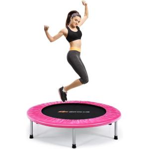 imageGoplus Mini Folding Trampoline 3638 Foldable Fitness Rebounder for Adults Portable Exercise Trampoline for Indoor Outdoor Activities Workout Max Load 330LBSPink