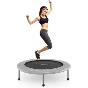 imageGoplus Mini Folding Trampoline 3638 Foldable Fitness Rebounder for Adults Portable Exercise Trampoline for Indoor Outdoor Activities Workout Max Load 330LBSSliver