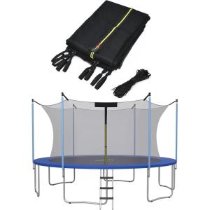 imageGoplus Trampoline Safety Net for 8FT 10FT 12FT 14FT 15FT 16FT Round Frame Trampoline WeatherResistant Breathable Replacement Enclosure Net with Adjustable Straps Net Only14FT8 Poles9 Straps