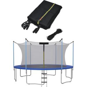 imageGoplus Trampoline Safety Net for 8FT 10FT 12FT 14FT 15FT 16FT Round Frame Trampoline WeatherResistant Breathable Replacement Enclosure Net with Adjustable Straps Net Only8FT6 Poles6 Straps