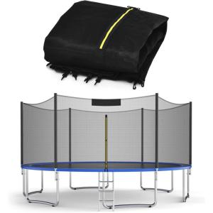 imageGoplus Trampoline Safety Net for 8FT 10FT 12FT 14FT 15FT 16FT Round Frame Trampoline WeatherResistant Replacement Enclosure Net with DoubleHeaded Zipper Hooks Net Only10FT6 Poles14 Hooks