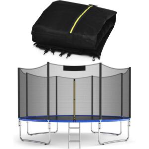 imageGoplus Trampoline Safety Net for 8FT 10FT 12FT 14FT 15FT 16FT Round Frame Trampoline WeatherResistant Replacement Enclosure Net with DoubleHeaded Zipper Hooks Net Only15FT10 Poles19 Hooks