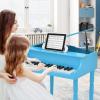imageGoplus 30Key Classical Kids Piano Mini Grand Piano Wooden LearntoPlay Musical Instrument Toy with Bench Piano Lid Music Rack Gift for Boys Girls Aged 2 Baby Toddler 4 Straight LegBlue4 Straight LegBlue