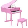 imageGoplus 30Key Classical Kids Piano Mini Grand Piano Wooden LearntoPlay Musical Instrument Toy with Bench Piano Lid Music Rack Gift for Boys Girls Aged 2 Baby Toddler 4 Straight LegBlue3 Straight LegPink
