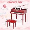 imageGoplus 30Key Classical Kids Piano Mini Grand Piano Wooden LearntoPlay Musical Instrument Toy with Bench Piano Lid Music Rack Gift for Boys Girls Aged 2 Baby Toddler 4 Straight LegBlue4 Straight LegRed