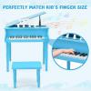 imageGoplus 30Key Classical Kids Piano Mini Grand Piano Wooden LearntoPlay Musical Instrument Toy with Bench Piano Lid Music Rack Gift for Boys Girls Aged 2 Baby Toddler 4 Straight LegBlue4 Straight LegBlue