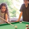 imageGoplus 48quot Pool Table Foldable Billiards Table with 2 Cue Sticks 16 Balls Triangle 2 Chalks Brush Portable Compact Folding Pool Game Table for Kids Adults FamilyGreen
