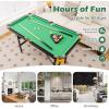 imageGoplus 48quot Pool Table Foldable Billiards Table with 2 Cue Sticks 16 Balls Triangle 2 Chalks Brush Portable Compact Folding Pool Game Table for Kids Adults FamilyGreen