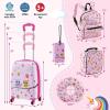 imageGoplus 5 Piece Kids Luggage Set 16 Carry on Suitcase w13 Backpack Neck Pillow Hardside Spinner Toddler Luggage Travel Rolling Suitcase for Boys Girls Gifts Pink OwlPink  Owl