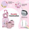 imageGoplus 5 Piece Kids Luggage Set 16 Carry on Suitcase w13 Backpack Neck Pillow Hardside Spinner Toddler Luggage Travel Rolling Suitcase for Boys Girls Gifts Pink OwlPink  Owl