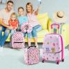imageGoplus 5 Piece Kids Luggage Set 16 Carry on Suitcase w13 Backpack Neck Pillow Hardside Spinner Toddler Luggage Travel Rolling Suitcase for Boys Girls Gifts Pink OwlPink  Owl