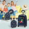 imageGoplus 5 Piece Kids Luggage Set 16 Carry on Suitcase w13 Backpack Neck Pillow Hardside Spinner Toddler Luggage Travel Rolling Suitcase for Boys Girls Gifts Navy Space DinoNavy  Space Dino