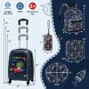 imageGoplus 5 Piece Kids Luggage Set 16 Carry on Suitcase w13 Backpack Neck Pillow Hardside Spinner Toddler Luggage Travel Rolling Suitcase for Boys Girls Gifts Navy Space DinoNavy  Space Dino