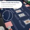 imageGoplus 72 Poker Table Foldable 8 Players Card Board Game Table wDeep Metal Cup Holders Casino Grade Felt Portable Folding Oval Blackjack Table for Texas Holdem No Assembly Required BlackBlue