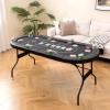 imageGoplus 72 Poker Table Foldable 8 Players Card Board Game Table wDeep Metal Cup Holders Casino Grade Felt Portable Folding Oval Blackjack Table for Texas Holdem No Assembly Required BlackBlack