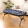 imageGoplus 72 Poker Table Foldable 8 Players Card Board Game Table wDeep Metal Cup Holders Casino Grade Felt Portable Folding Oval Blackjack Table for Texas Holdem No Assembly Required BlackBlue