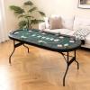 imageGoplus 72 Poker Table Foldable 8 Players Card Board Game Table wDeep Metal Cup Holders Casino Grade Felt Portable Folding Oval Blackjack Table for Texas Holdem No Assembly Required BlackGreen