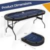 imageGoplus 72 Poker Table Foldable 8 Players Card Board Game Table wDeep Metal Cup Holders Casino Grade Felt Portable Folding Oval Blackjack Table for Texas Holdem No Assembly Required BlackBlue