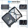 imageGoplus Carry On Luggage 20 Inch PC Hardside Suitcase with Front Pocket Foldable Tabletop USB Charging Port Double TSA Lock Spinner Wheels Lightweight Spinner Trolley for Business Trips Blue