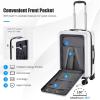 imageGoplus Carry On Luggage 20 Inch PC Hardside Suitcase with Front Pocket Foldable Tabletop USB Charging Port Double TSA Lock Spinner Wheels Lightweight Spinner Trolley for Business Trips White