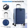 imageGoplus Carry On Luggage 20 Inch PC Hardside Suitcase with Front Pocket Foldable Tabletop USB Charging Port Double TSA Lock Spinner Wheels Lightweight Spinner Trolley for Business Trips Blue