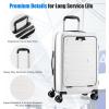 imageGoplus Carry On Luggage 20 Inch PC Hardside Suitcase with Front Pocket Foldable Tabletop USB Charging Port Double TSA Lock Spinner Wheels Lightweight Spinner Trolley for Business Trips White