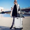 imageGoplus Carry On Luggage 20 Inch PC Hardside Suitcase with Front Pocket Foldable Tabletop USB Charging Port Double TSA Lock Spinner Wheels Lightweight Spinner Trolley for Business Trips White