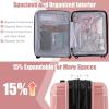 imageGoplus Carry On Luggage Set 2 Piece Airline Approved 20 Suitcase ampamp 14 Cosmetic Case Expandable Lightweight Hardshell Luggage wUSB Port TSA Lock Spinner Wheels Pink