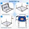 imageGoplus Classic Foldable Mahjong Table 35 Square Green 4 Cup Holders ampamp 4 Chip Grooves Foldable for Adults Domino Game CampingTable wRemovable Mat  Blue
