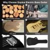 imageGoplus Electric Bass Guitar Full Size 4 String with Strap Guitar Bag Amp Cord Black Bass 4 StrapsBlack Bass 4 Straps