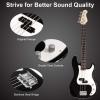 imageGoplus Electric Bass Guitar Full Size 4 String with Strap Guitar Bag Amp Cord Black Bass 4 StrapsBlack Bass 4 Straps