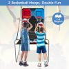 imageGoplus Foldable Dual Shot Basketball Arcade Game Basketball Hoop Game wElectronic Scoring 8 Game Modes 4 Balls Indoor Outdoor Electronic Basketball Game Machine for Kids Adults BlackRednavy