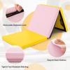 imageGoplus Folding Gymnastics Mat 6 x 2 x 2 Thick TriFold Exercise Tumbling Mat wCarrying Handles Hook ampamp Loop Fastener Gym mats for Home Fitness Yoga Aerobics Workouts Martial ArtsYellow  Pink