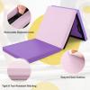 imageGoplus Folding Gymnastics Mat 6 x 2 x 2 Thick TriFold Exercise Tumbling Mat wCarrying Handles Hook ampamp Loop Fastener Gym mats for Home Fitness Yoga Aerobics Workouts Martial ArtsPurple  Pink