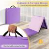 imageGoplus Folding Gymnastics Mat 6 x 2 x 2 Thick TriFold Exercise Tumbling Mat wCarrying Handles Hook ampamp Loop Fastener Gym mats for Home Fitness Yoga Aerobics Workouts Martial ArtsPurple  Pink